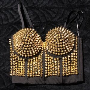 Gold Studded Black Bustier